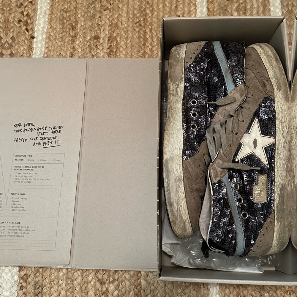 Golden goose midstars- sequin, blue, and pink